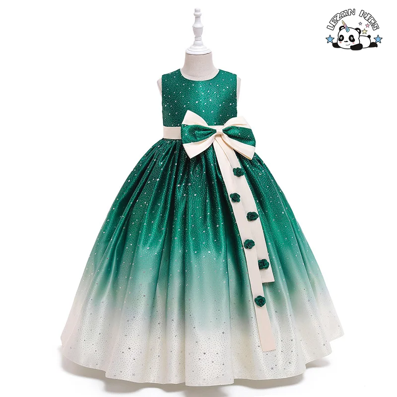 LEZONKIDS - mesh white formal red baby girl princess dress party for kids 2-12 green kid girl summer baby flower girls' dresses
